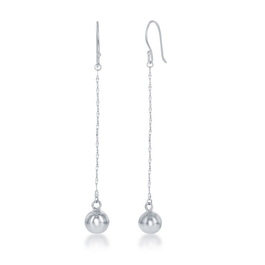 Sterling Silver Fancy Chain with 8mm Bead Earrings