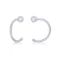 Sterling Silver Bead Half Hoop Earrings