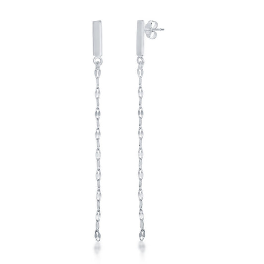 Sterling Silver Bar with Fancy Chain Earrings