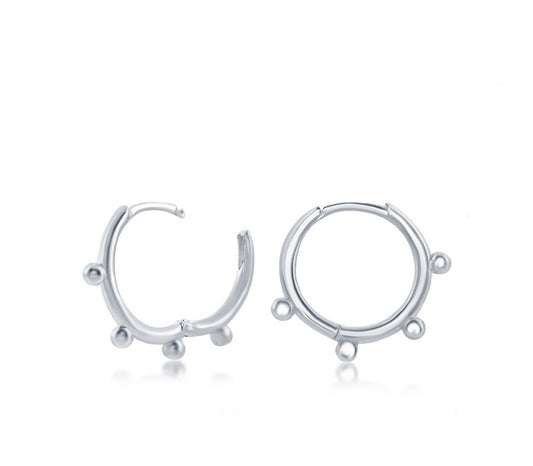 Sterling Silver Studded Small Hoop Earrings