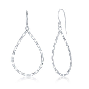 Sterling Silver Hammered Pear Shaped Earrings