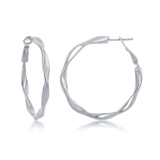 Sterling Silver Twisted Hoop Earrings