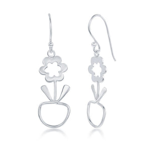 Sterling Silver Flower and Apple Designed Earrings