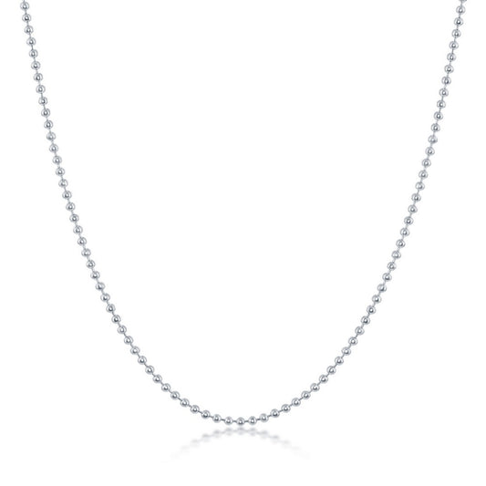 Sterling Silver 1.6mm Bead Chain - Silver Plated