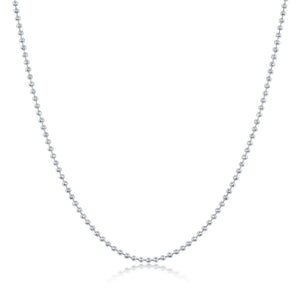 Sterling Silver 1.6mm Bead Chain - Silver Plated