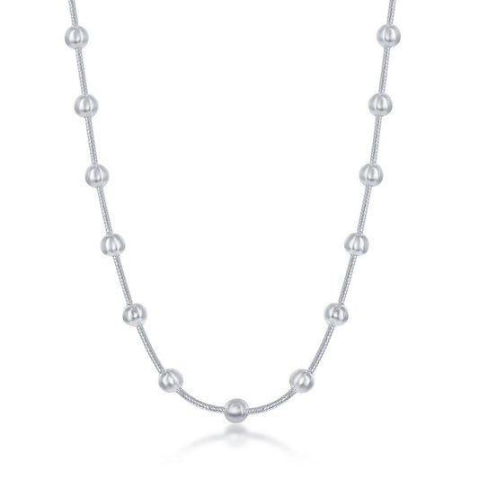 Sterling Silver Snake & Round Beads - Silver Plated