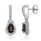 Sterling Silver .76 ct Pear Smoky Quartz with .398 ct White Topaz Earring