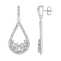 Sterling Silver Crescent Shape With  3.05cttw White Topaz  & Center Open Teardrop Bridal Earrings