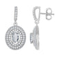 Sterling Silver Oval 3.24cttw White Topaz with Double Topaz Border Earrings