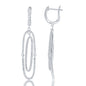 Sterling Silver White Topaz Open Double Oval Earrings