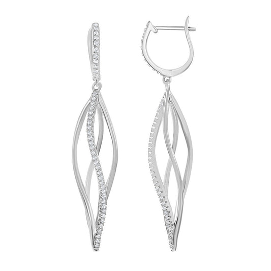 Sterling Silver 2.0 cttw Whtie Topaz Open Twist Bridal Earrings