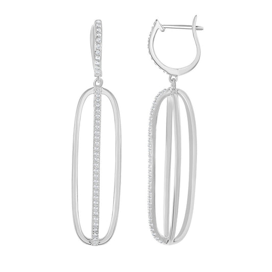 Sterling Silver 1.99 cttw White Topaz Open Dangle Bridal Earrings