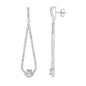 Sterling Silver Thin Long Open 5.74cttw White Topaz Teardrop Bridal Earrings