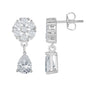 Sterling Silver  Flower and 2.75 cttw White Topaz Teardrop Bridal Earrings
