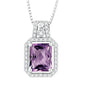Sterling Silver 3.437 ct Octagon Amethyst with .45 ct White Topaz Necklace