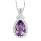 Sterling Silver 3.046 ct Pear Amethyst with .407 ct White Topaz Necklace