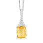 Sterling Silver 3.24 ct Octagon Citrine with .165 ct White Topaz Necklace