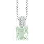 Sterling Silver 3.296 ct Octagon Green Amethyst with .144 ct White Topaz  Necklace