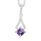 Sterling Silver .595 ct Square Amethyst with .179 ct White Topaz Necklace