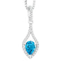 Sterling Silver .805 ct Pear Swiss Blue Topaz with .291 ct White Topaz Necklace