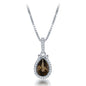 Sterling Silver 1.151 ct Pear Smokey quartz with .24 ct White Topaz Necklace