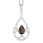 Sterling Silver .69 Pear Smoky Quartz with .504 ct White Topaz Necklace