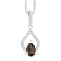 Sterling Silver .69 ct Pear Smoky Quartz with .208 ct White Topaz Necklace