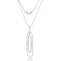 Sterling Silver White Topaz Open Double Oval Pendant