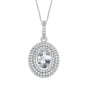 Sterling Silver Oval 1.89cttw White Topaz with Double Topaz Border Pendant