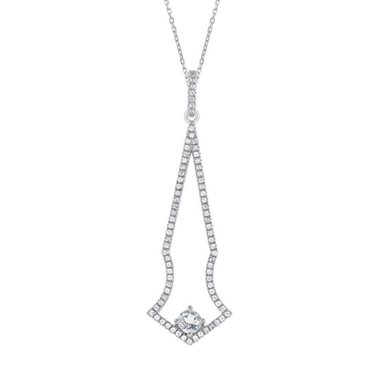 Sterling Silver Thin Long Open 2.51cttw White Topaz Bridal Necklace