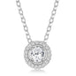 Sterling Silver 4mm Round White Topaz Surrounded by White Topaz 1.4cttw Pendant