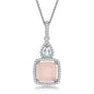 Silver White Topaz Teardrop With Larger Rose Quartz & White Topaz Border 3.86cttw Necklace