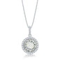 Sterling Silver 9.56cttw Green Amethyst with 0.452cttw White Topaz Border Round Necklace
