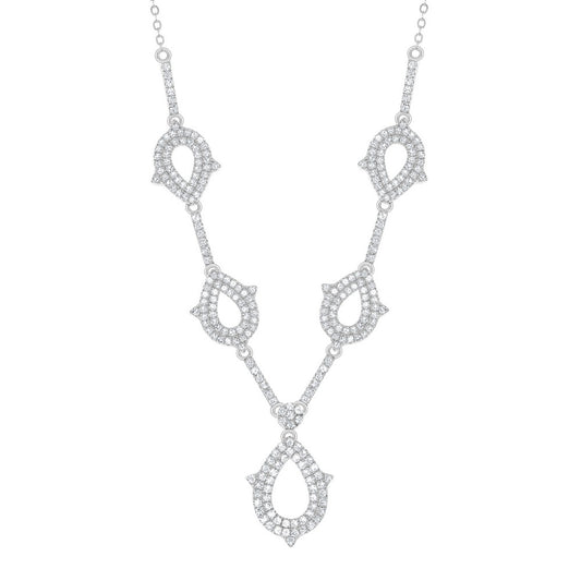 Sterling Silver 3.05cttw White Topaz Y Style Teardrop Bridal Necklace
