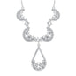 Sterling Silver Crescent Shape With  5.55cttw White Topaz & Center Open Teardrop Necklack