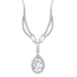 Sterling Silver 3.569 cttw White Topaz Teardrop with White Topaz Border Necklace
