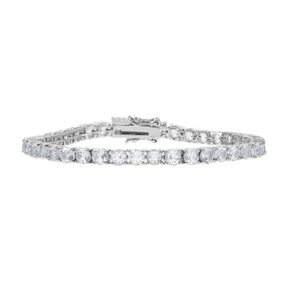 Sterling Silver 4mm Prong-Set Round 8 cttw White Topaz Tennis Bracelet