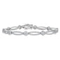 Sterling Silver Flower and Open Oval 2.85cttw White Topaz Bridal Bracelet