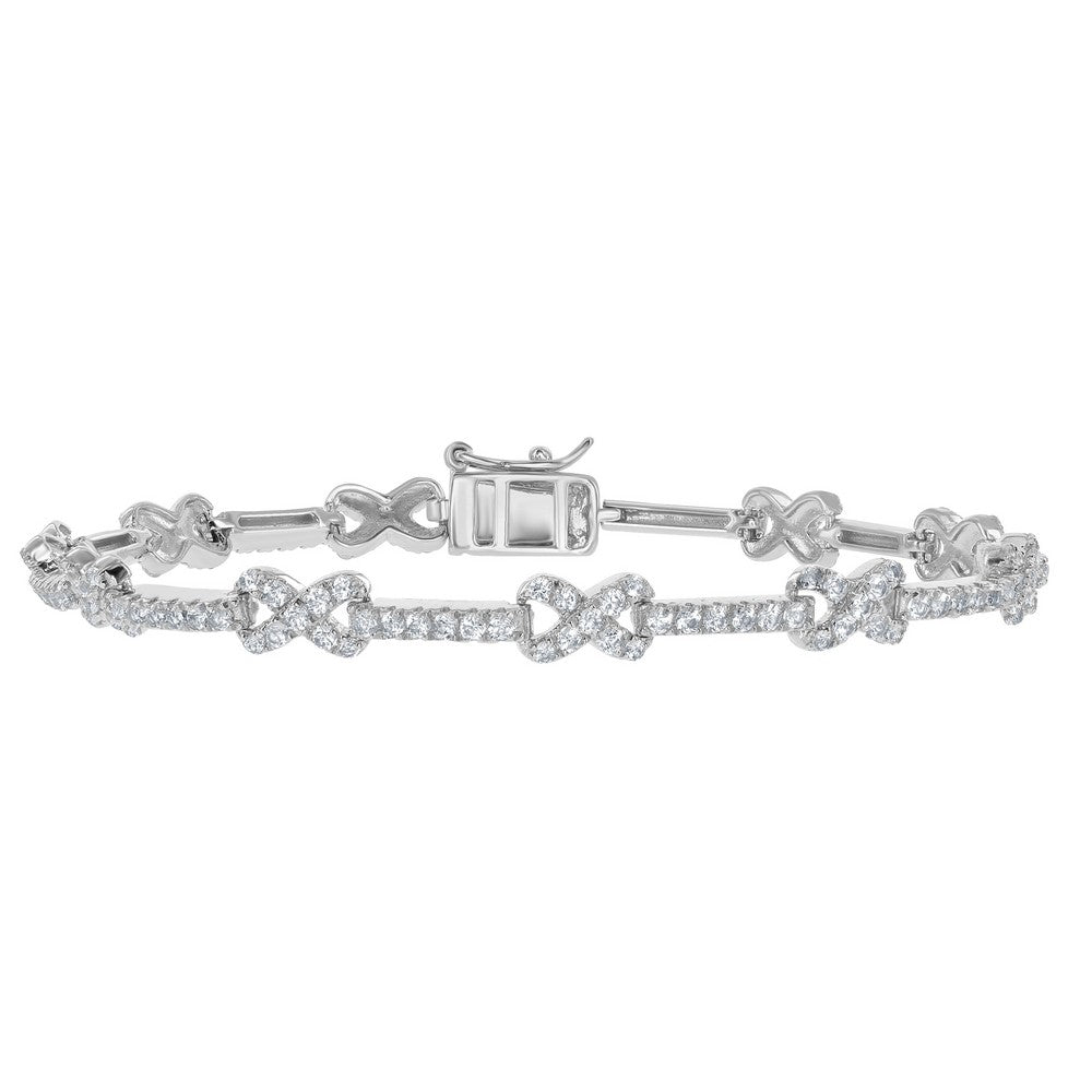 Sterling Silver X and Bar 2.40cttw White Topaz Bridal Bracelet