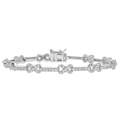Sterling Silver X and Bar 2.40cttw White Topaz Bridal Bracelet