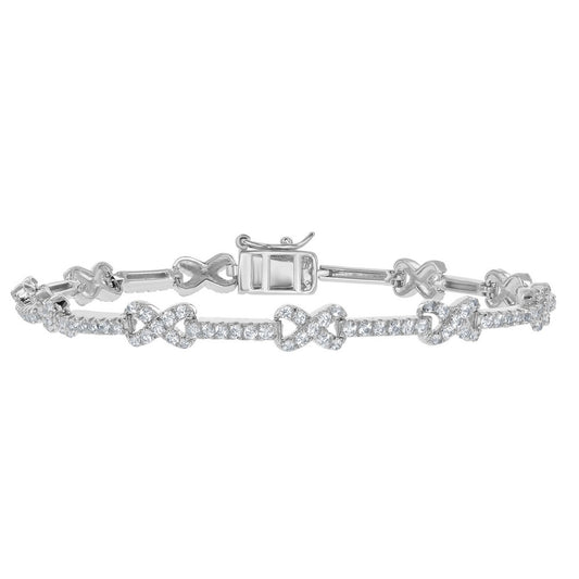 Sterling Silver X and Bar 2.40cttw White Topaz Bridal Bracelet