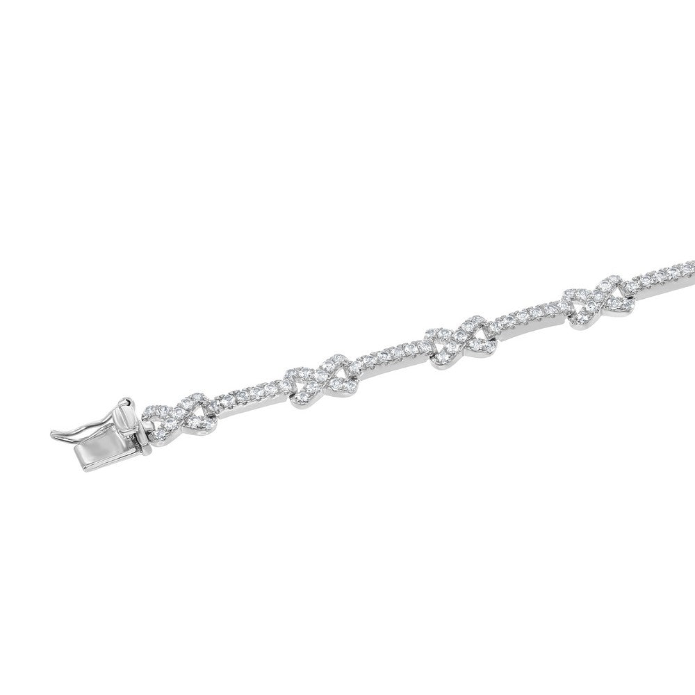 Sterling Silver X and Bar 2.40cttw White Topaz Bridal Bracelet