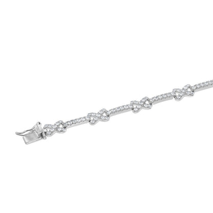 Sterling Silver X and Bar 2.40cttw White Topaz Bridal Bracelet