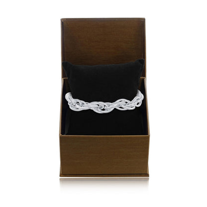 Sterling Silver  Multi-Oval Rope Design Bracelet, MADE IN ITALY