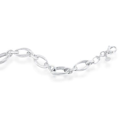 Sterling Silver Double Ovals High Polished Bracelet, MADE IN ITALY