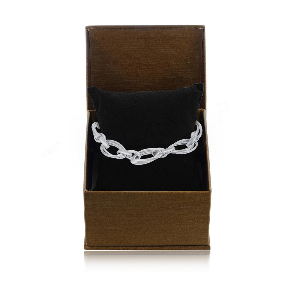 Sterling Silver Double Ovals High Polished Bracelet, MADE IN ITALY