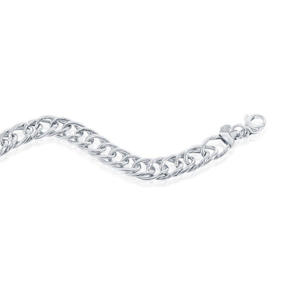 Sterling Silver Polished & Rope Design Bracelet, MADE IN ITALY