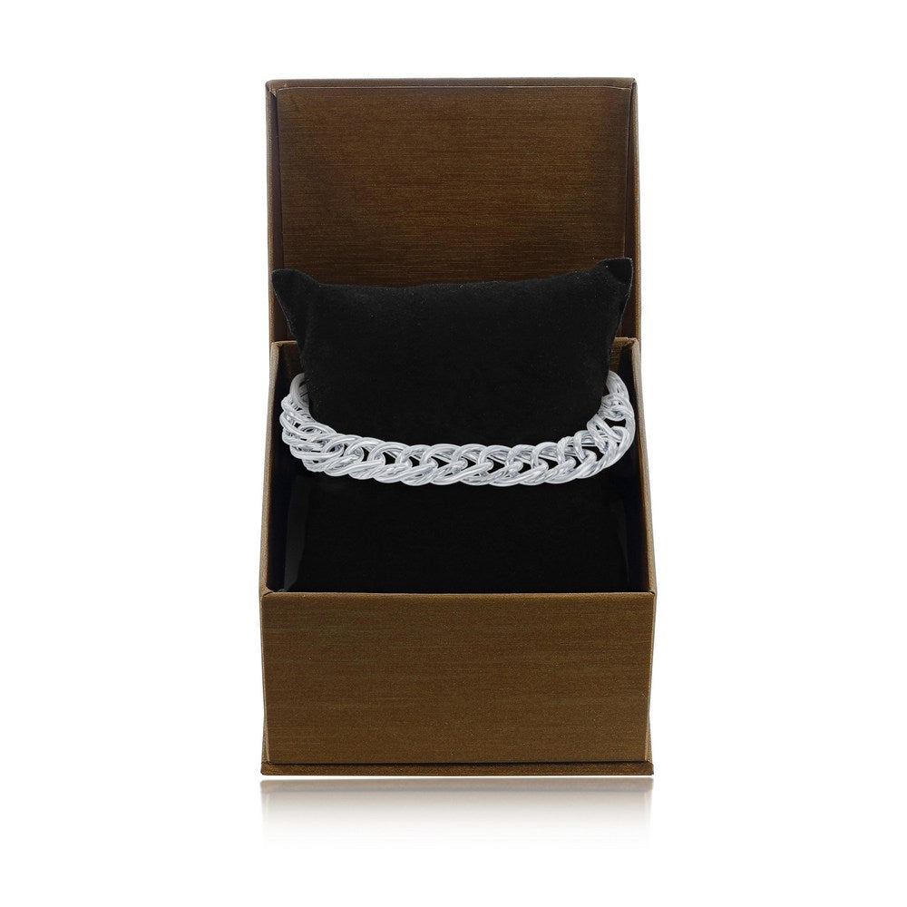 Sterling Silver Polished & Rope Design Bracelet, MADE IN ITALY