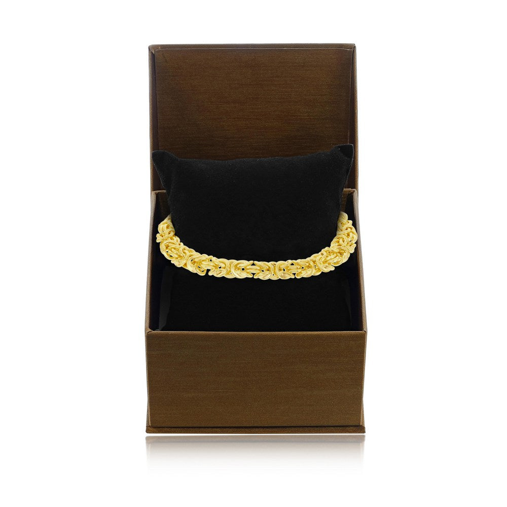 Sterling Silver With 14K Gold Overlay, Byzantine Bracelet, MADE IN ITALY