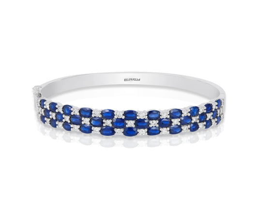 Effy 14K White Gold Diamond,Natural Sapphire Bangle